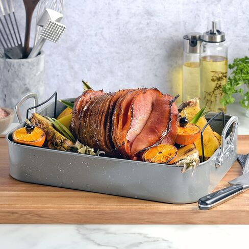 جيبسون هوم بروكستون 2 قطعة شواية ديك رومي غير لاصقة، أسود in Kuwait