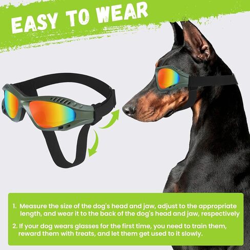 نظارات للكلاب متوسطة وكبيرة الحجم، نظارات شمسية للحماية من الأشعة فوق البنفسجية مع وسادة إسفنجية وحزام قابل للتعديل، نظارات حماية عين الكلب مقاومة للرياح والغبار ومضادة للضباب للكلاب هزلي - أسود + أحمر in Kuwait
