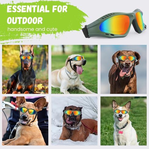 نظارات للكلاب متوسطة وكبيرة الحجم، نظارات شمسية للحماية من الأشعة فوق البنفسجية مع وسادة إسفنجية وحزام قابل للتعديل، نظارات حماية عين الكلب مقاومة للرياح والغبار ومضادة للضباب للكلاب هزلي - أسود + أحمر in Kuwait