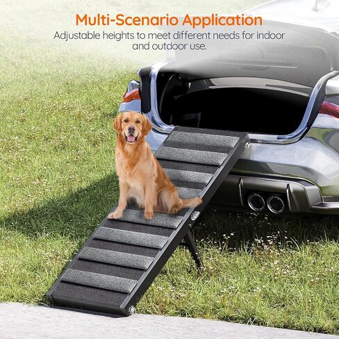 منحدر للكلاب من هوبرو للسرير، منحدر طويل قابل للطي للكلاب بطول 51.2 بوصة، 5 ارتفاعات قابلة للتعديل من 11.8 بوصة إلى 29.5 بوصة، منحدر محمول للكلاب للسيارة والأريكة والأريكة، مع سطح سجاد غير قابل للانزلاق، أسود ورمادي BK40PT03G1 in Kuwait