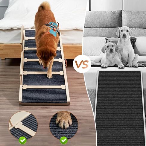 منحدر قابل للتعديل للكلاب الأليفة للسرير - سلالم منحدر للكلاب/الحيوانات الأليفة مقاس 47.2 بوصة للأسرة العالية مقاس 30 بوصة - 6 قابلة للتعديل من 15.7 بوصة إلى 28 بوصة - منحدر خشبي قابل للطي للأرائك والسيارات للكلاب الكبيرة التي يصل وزنها إلى 200 رطل in Kuwait