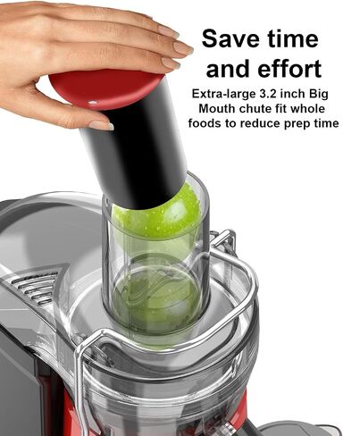 SiFENE Centrifugal Juicer Machine, Rapid 1000W Juice Extractor, Large 3.2'' Feed Chute for Whole Fruit & Veg Juicing, Easy to Clean (Red) in Saudi Arabia