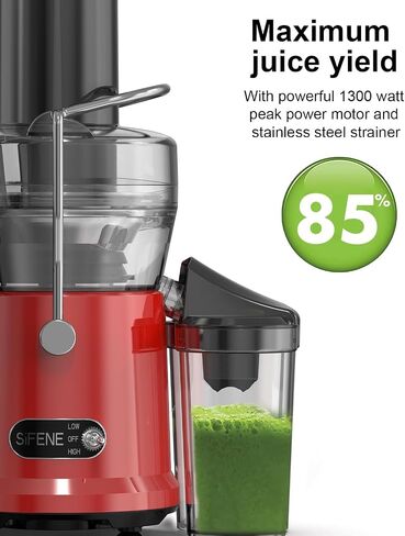 SiFENE Centrifugal Juicer Machine, Rapid 1000W Juice Extractor, Large 3.2'' Feed Chute for Whole Fruit & Veg Juicing, Easy to Clean (Red) in Saudi Arabia