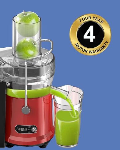 SiFENE Centrifugal Juicer Machine, Rapid 1000W Juice Extractor, Large 3.2'' Feed Chute for Whole Fruit & Veg Juicing, Easy to Clean (Red) in Saudi Arabia