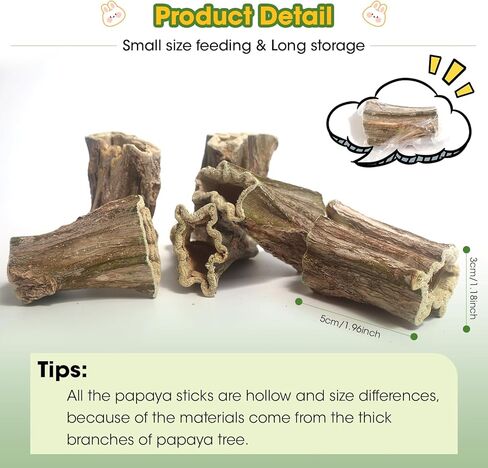ألعاب مضغ على شكل أرنب، 6 قطع من عصا خشب البابايا العضوية للحيوانات القوارض الصغيرة، خنازير غينيا، الشنشيلا، الأرنب، الهامستر، الفئران، الجربوع، مضغ صحي لطحن الأسنان يعامل الوجبات الخفيفة المولية in Kuwait