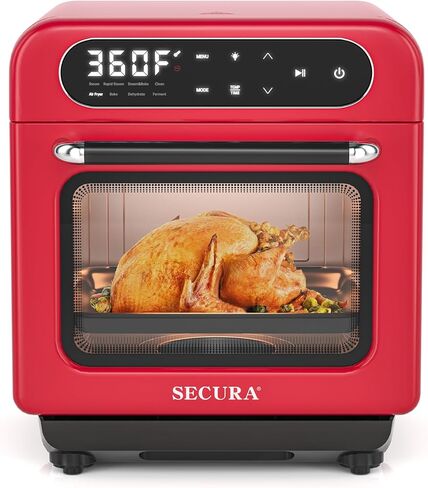 Secura Multifunction Air Fryer Steam Oven, 13 Quart Compact Oven with Convection Bake, Airfryer, Rapid Steam, Ferment, Dehydrator Combo, Nutritious & Delicious Food Steamer for Cooking (Red) in Saudi Arabia