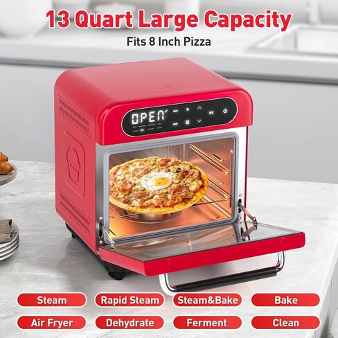 Secura Multifunction Air Fryer Steam Oven, 13 Quart Compact Oven with Convection Bake, Airfryer, Rapid Steam, Ferment, Dehydrator Combo, Nutritious & Delicious Food Steamer for Cooking (Red) in Saudi Arabia