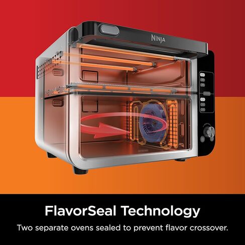Ninja DCT401 12-in-1 Double Oven with FlexDoor, FlavorSeal & Smart Finish, Rapid Top Convection and Air Fry Bottom, Bake, Roast, Toast, Air Fry, Pizza and More, Stainless Steel (Renewed) in Saudi Arabia