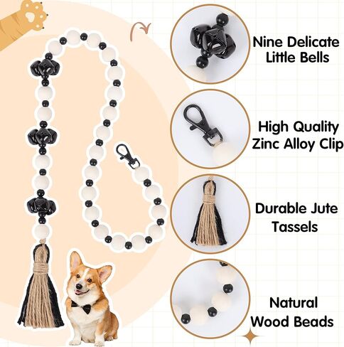 جرس باب للكلاب، أجراس للكلاب للخروج، أجراس تدريب على استخدام المرحاض، أجراس نونية معلقة بطول قابل للتعديل للحيوانات الأليفة والكلاب والجراء in Kuwait