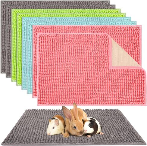 8 Pcs Guinea Pig Cage Liner for Guinea Pig Cage Bedding Reusable Guinea Pig Mat Pads Washable Training Pad Animal Sleeping Bedding Mat for Chinchilla (Gray, Green, Pink, Blue,16x12'') in Saudi Arabia