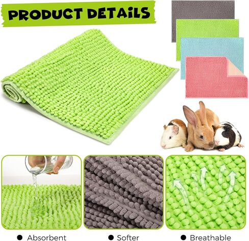 8 Pcs Guinea Pig Cage Liner for Guinea Pig Cage Bedding Reusable Guinea Pig Mat Pads Washable Training Pad Animal Sleeping Bedding Mat for Chinchilla (Gray, Green, Pink, Blue,16x12'') in Saudi Arabia