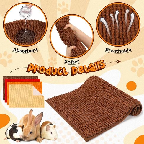 8 Pcs Guinea Pig Cage Liner for Guinea Pig Cage Bedding Reusable Guinea Pig Mat Pads Washable Training Pad Animal Sleeping Bedding Mat for Chinchilla (Gray, Green, Pink, Blue,16x12'') in Saudi Arabia