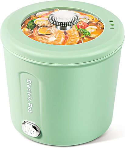 Hot Pot Electric, 450W Ramen Cooker, 1L Mini Lazy Pot for Egg, Ramen and Soup, Portable Electric Hot Pot for Travel, Office, Dorm Room Essential, Green in Saudi Arabia