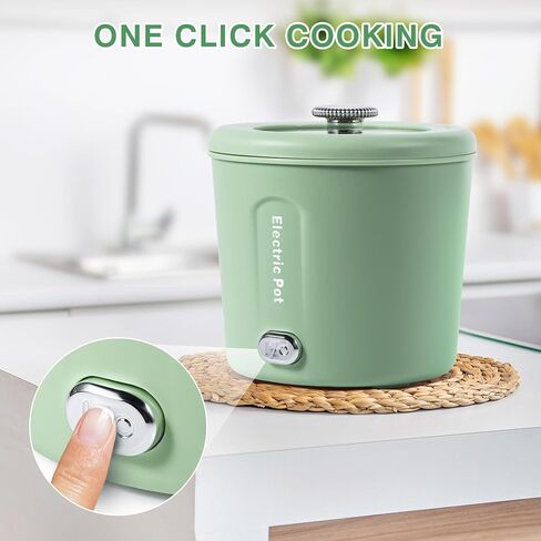 Hot Pot Electric, 450W Ramen Cooker, 1L Mini Lazy Pot for Egg, Ramen and Soup, Portable Electric Hot Pot for Travel, Office, Dorm Room Essential, Green in Saudi Arabia