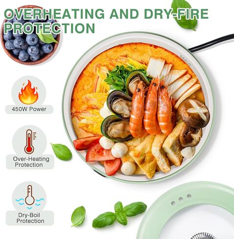 Hot Pot Electric, 450W Ramen Cooker, 1L Mini Lazy Pot for Egg, Ramen and Soup, Portable Electric Hot Pot for Travel, Office, Dorm Room Essential, Green in Saudi Arabia