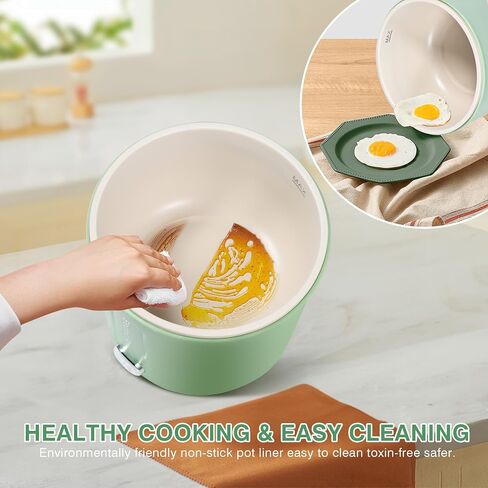 Hot Pot Electric, 450W Ramen Cooker, 1L Mini Lazy Pot for Egg, Ramen and Soup, Portable Electric Hot Pot for Travel, Office, Dorm Room Essential, Green in Saudi Arabia
