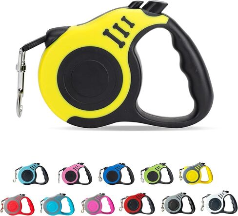 Retractable Dog Leash | Premium 3m and 5m Durable Dog Leash Automatic Retractable Nylon Cat Lead Extension Puppy Walking Running Lead Roulette for Dogs Pet Products (Yellow, 5M) in Saudi Arabia