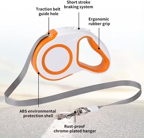 Time4Pets New Retractable Dog Leash Tangle-Free | 16ft Strong Nylon Tape | One-Handed Braking System | Supports up to 30 kg / 65 lb | 180° Non-Coiling and Non-Clamping Tape in Saudi Arabia