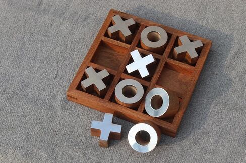 T one wooden Tic Tac Toe Game | board games for adults | Table Top Living Room Decor Fun family Games | board games for family night | board games for kids (Design-1) in Saudi Arabia