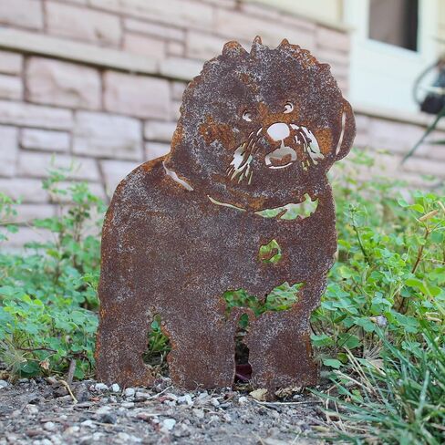 Corten Steel Bichon Frise Dog Silhouette Yard Stake (Small) in Saudi Arabia