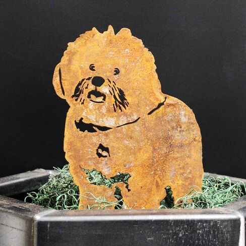 Corten Steel Bichon Frise Dog Silhouette Yard Stake (Small) in Saudi Arabia