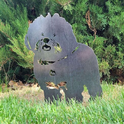 Corten Steel Bichon Frise Dog Silhouette Yard Stake (Small) in Saudi Arabia