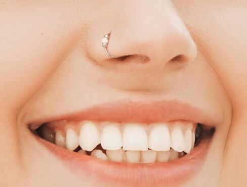 Thin Cute Silver Fake Nose Ring White Opal - 925 Stering Silver faux Opal Nose Hoop - 24 Gauge 7mm Tiny Beaded No Piercing Nose Jewelry in Saudi Arabia