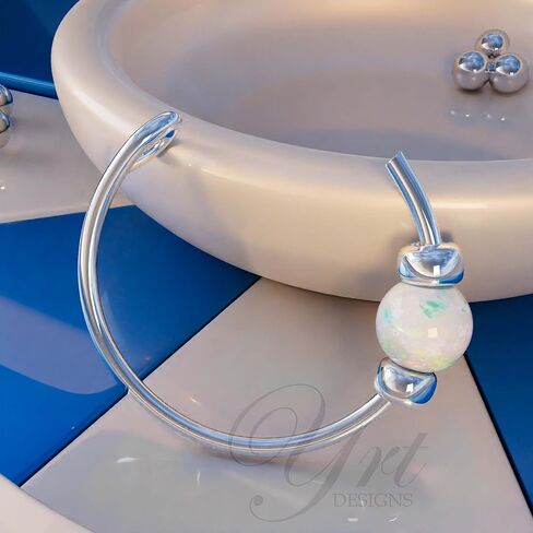 Thin Cute Silver Fake Nose Ring White Opal - 925 Stering Silver faux Opal Nose Hoop - 24 Gauge 7mm Tiny Beaded No Piercing Nose Jewelry in Saudi Arabia