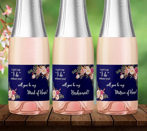 ملصقات صغيرة للشمبانيا Will You Be My Bridesmaid ● مجموعة من 10 ● اقتراح وصيفة العروس، سؤال خادمة الشرف، طلب حفلة الزفاف، ملصقات النبيذ لوصيفة العروس، هدايا الزفاف، 3.5 بوصة × 2 بوصة (أحمر خدود زهري) in Kuwait
