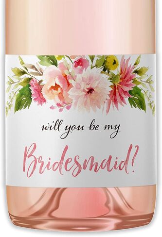 ملصقات صغيرة للشمبانيا Will You Be My Bridesmaid ● مجموعة من 10 ● اقتراح وصيفة العروس، سؤال خادمة الشرف، طلب حفلة الزفاف، ملصقات النبيذ لوصيفة العروس، هدايا الزفاف، 3.5 بوصة × 2 بوصة (أحمر خدود زهري) in Kuwait