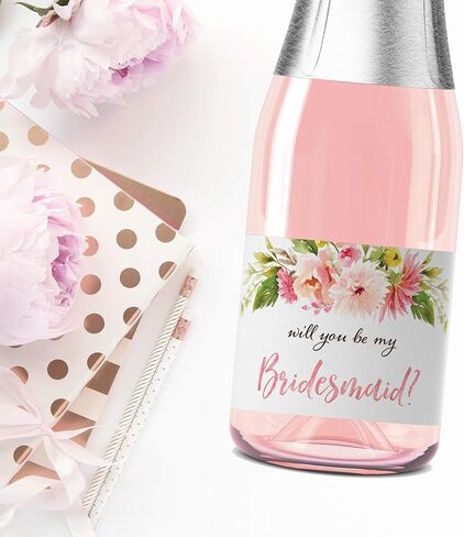 ملصقات صغيرة للشمبانيا Will You Be My Bridesmaid ● مجموعة من 10 ● اقتراح وصيفة العروس، سؤال خادمة الشرف، طلب حفلة الزفاف، ملصقات النبيذ لوصيفة العروس، هدايا الزفاف، 3.5 بوصة × 2 بوصة (أحمر خدود زهري) in Kuwait