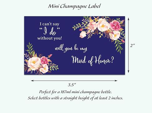 ملصقات صغيرة للشمبانيا Will You Be My Bridesmaid ● مجموعة من 10 ● اقتراح وصيفة العروس، سؤال خادمة الشرف، طلب حفلة الزفاف، ملصقات النبيذ لوصيفة العروس، هدايا الزفاف، 3.5 بوصة × 2 بوصة (أحمر خدود زهري) in Kuwait