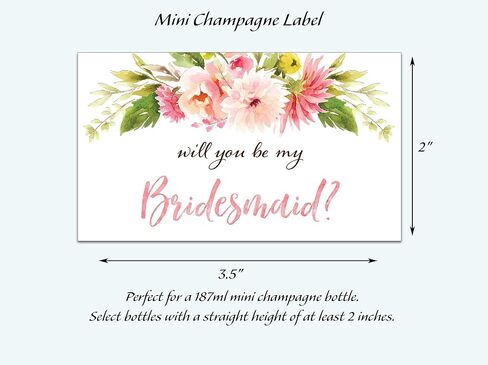 ملصقات صغيرة للشمبانيا Will You Be My Bridesmaid ● مجموعة من 10 ● اقتراح وصيفة العروس، سؤال خادمة الشرف، طلب حفلة الزفاف، ملصقات النبيذ لوصيفة العروس، هدايا الزفاف، 3.5 بوصة × 2 بوصة (أحمر خدود زهري) in Kuwait