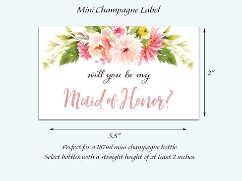 ملصقات صغيرة للشمبانيا Will You Be My Bridesmaid ● مجموعة من 10 ● اقتراح وصيفة العروس، سؤال خادمة الشرف، طلب حفلة الزفاف، ملصقات النبيذ لوصيفة العروس، هدايا الزفاف، 3.5 بوصة × 2 بوصة (أحمر خدود زهري) in Kuwait