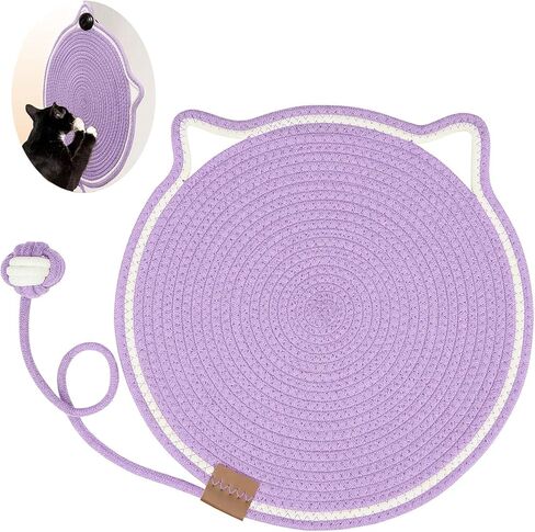 Cat Scratcher Mat, Natural Cotton Rope Cat Scratch Pad, 15.7'' Round Horizontal Floor Cat Scratching Pads for Indoor Cats, Cat Furniture Protector for Wall, Couch, Carpets, Sofas in Saudi Arabia