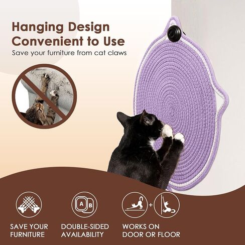 Cat Scratcher Mat, Natural Cotton Rope Cat Scratch Pad, 15.7'' Round Horizontal Floor Cat Scratching Pads for Indoor Cats, Cat Furniture Protector for Wall, Couch, Carpets, Sofas in Saudi Arabia