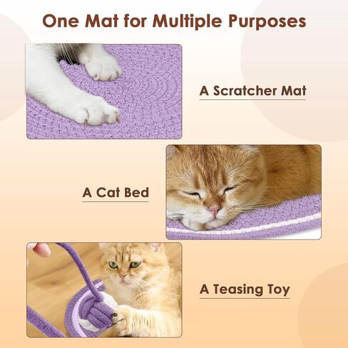 Cat Scratcher Mat, Natural Cotton Rope Cat Scratch Pad, 15.7'' Round Horizontal Floor Cat Scratching Pads for Indoor Cats, Cat Furniture Protector for Wall, Couch, Carpets, Sofas in Saudi Arabia