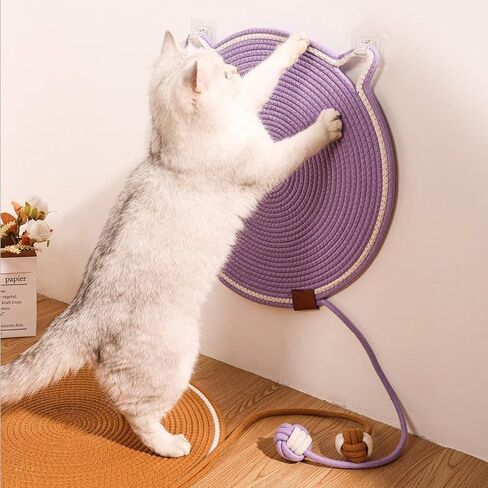 Cat Scratcher Mat, Natural Cotton Rope Cat Scratch Pad, 15.7'' Round Horizontal Floor Cat Scratching Pads for Indoor Cats, Cat Furniture Protector for Wall, Couch, Carpets, Sofas in Saudi Arabia