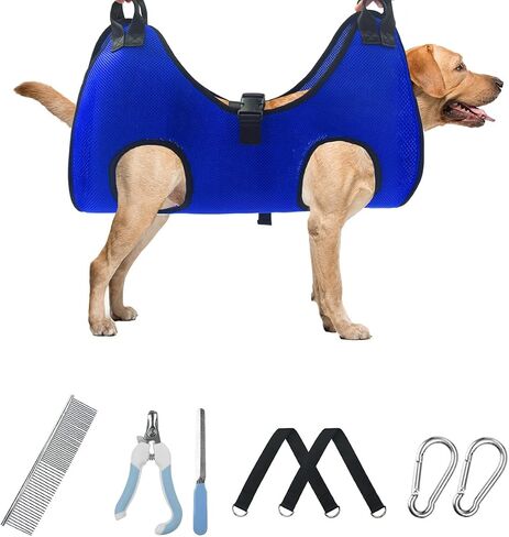 Pet Dog Grooming Hammock for Nail Trimming,Dog Restraint Hanging Harness for Nail Clipping,Dog Grooming Sling for Large Dogs with Nail Clippers/Nail File/Pet Comb,Claw Care(XXL for 90lb) in Saudi Arabia