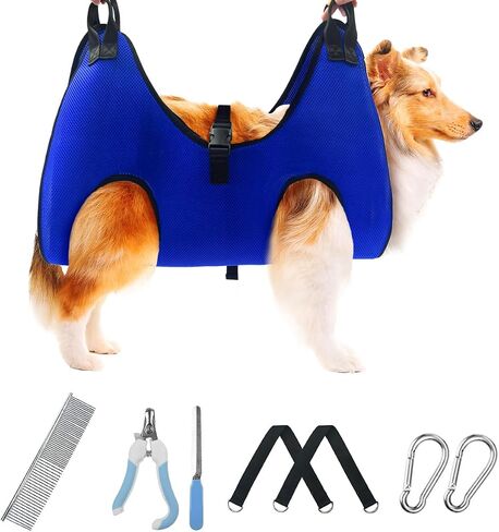 Pet Dog Grooming Hammock for Nail Trimming,Dog Restraint Hanging Harness for Nail Clipping,Dog Grooming Sling for Large Dogs with Nail Clippers/Nail File/Pet Comb,Claw Care(XXL for 90lb) in Saudi Arabia
