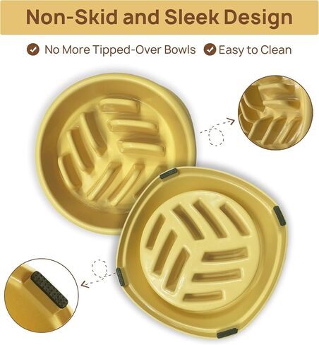 Brix&Nova Dog Bowl Slow Feeder, 2 Cups, Slow Feeder Dog Bowls Small Breed, Medium Breed, X- Small Breed, Dog Bowl to Slow Down Eating, Dog Puzzle Feeder, Yellow in Saudi Arabia