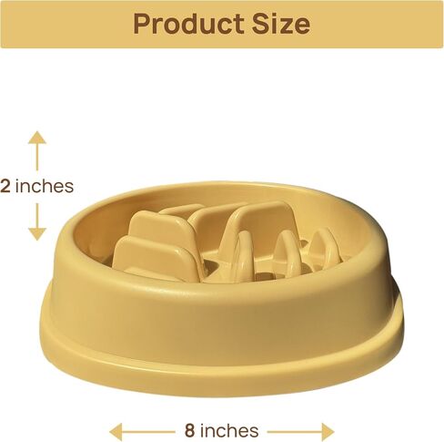 Brix&Nova Dog Bowl Slow Feeder, 2 Cups, Slow Feeder Dog Bowls Small Breed, Medium Breed, X- Small Breed, Dog Bowl to Slow Down Eating, Dog Puzzle Feeder, Yellow in Saudi Arabia