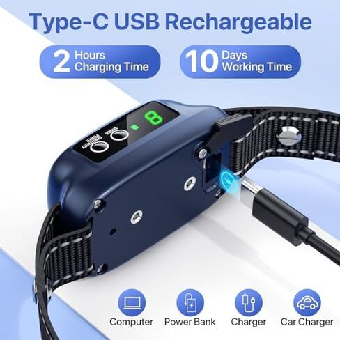 Dog Bark Collar, Automatic Bark Collar with 8 Sensitivity, Rechargeable Anti Barking Collar with Beep Vibration 3 Training Modes, Waterproof Smart No Bark Collar for Large Medium Dogs-D8 in Saudi Arabia