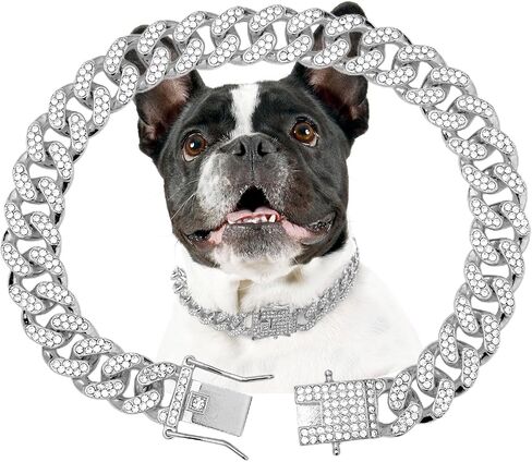 Rose Gold Dog Chain Collars girl dog collars chain dog collar Crystal Dog Necklace Rose Gold Link Chain Collar chain dog collar for Small, Medium and Large Dogs(Rose Gold, 10 Inch) in Saudi Arabia