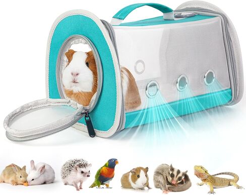 Hamster Carrier, Guinea Pig Carrier Bag, Portable Travel Small Animal Carrier Bag, Bearded Dragon Rabbit Turtle Hamster Carrier Cage, Small Pet Bag Carrier, Squirrel Breathable Hangbag (Green) in Saudi Arabia