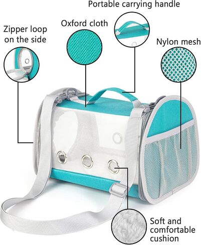 Hamster Carrier, Guinea Pig Carrier Bag, Portable Travel Small Animal Carrier Bag, Bearded Dragon Rabbit Turtle Hamster Carrier Cage, Small Pet Bag Carrier, Squirrel Breathable Hangbag (Green) in Saudi Arabia