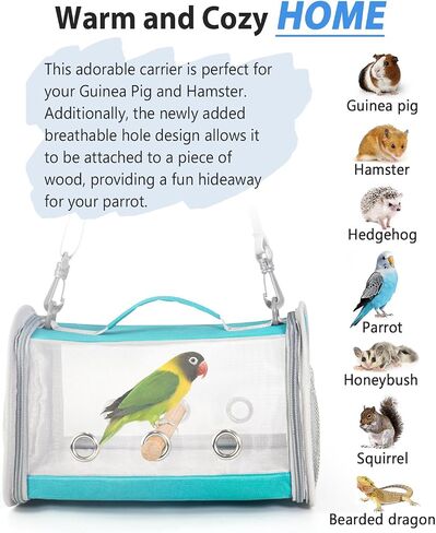 Hamster Carrier, Guinea Pig Carrier Bag, Portable Travel Small Animal Carrier Bag, Bearded Dragon Rabbit Turtle Hamster Carrier Cage, Small Pet Bag Carrier, Squirrel Breathable Hangbag (Green) in Saudi Arabia