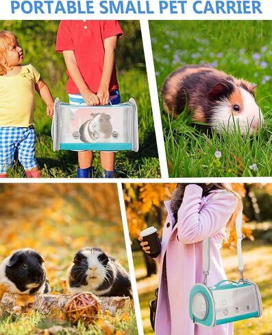 Hamster Carrier, Guinea Pig Carrier Bag, Portable Travel Small Animal Carrier Bag, Bearded Dragon Rabbit Turtle Hamster Carrier Cage, Small Pet Bag Carrier, Squirrel Breathable Hangbag (Green) in Saudi Arabia