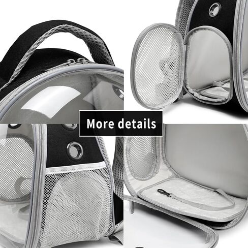 حامل حقيبة ظهر سحلية التنين الملتحي مع مجموعة حزام ومقود، حقيبة ظهر لحمل الحيوانات الصغيرة، حقيبة ظهر لحمل النوافذ الفقاعية، حقيبة ظهر صغيرة لحمل الحيوانات الأليفة، معتمدة من شركات الطيران (أسود) in Kuwait