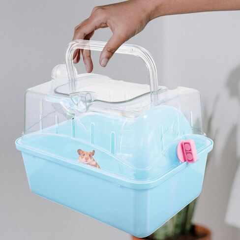 POPETPOP Hamster Carrier Cage Portable Hamster Cage : Hamster Travel Cage with Water Bottle Hamster Carry Case - Plastic Small Animal Carrier for Hedgehog Hamster in Saudi Arabia